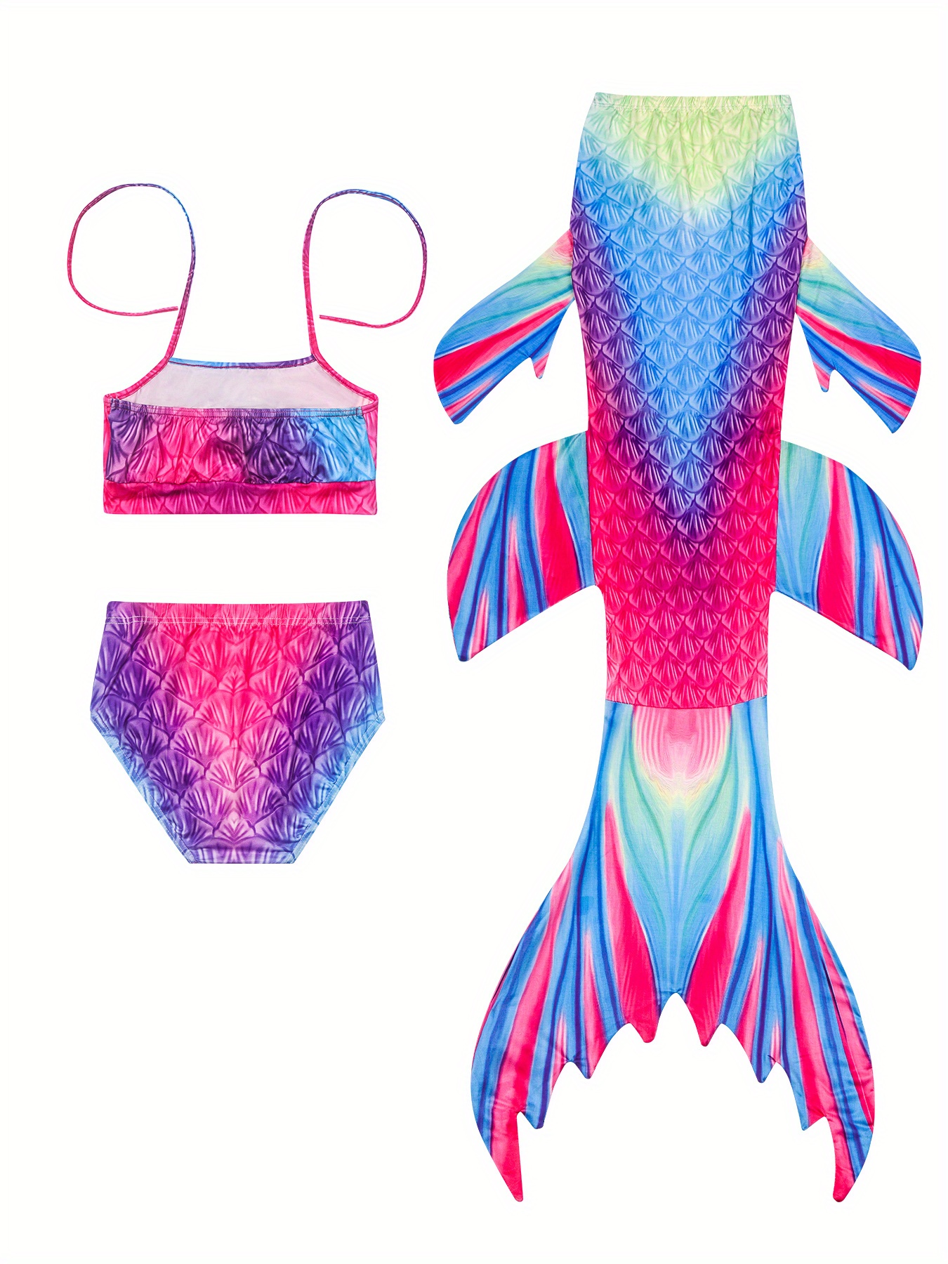 Girls Kids Mermaid Tails For Swimming, Bikini Swimsuit Bikini Halter ...