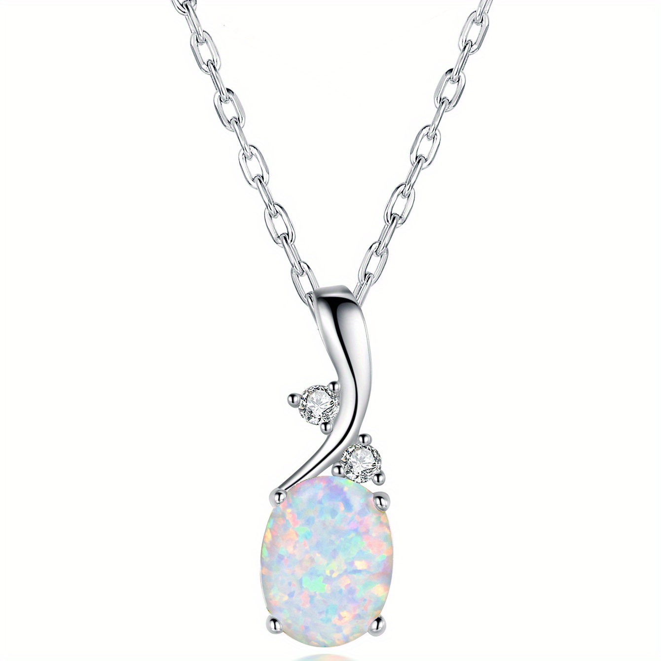Image of A Must-have For Romantic And Elegant Women, This Sparkling, Colorful Opal Pendant Necklace Is A Gift And A Versatile Accessory.