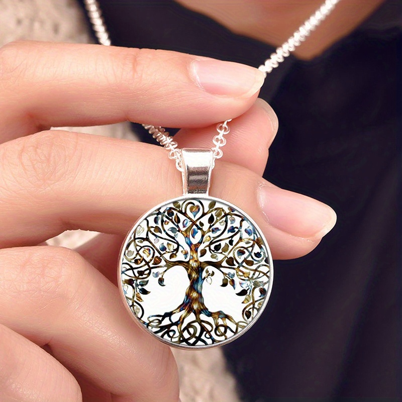 Creative Tree Of Life Magnifying Glass Necklace, Women'S Vintage Carved  Hollow Pendant Neck Jewelry Gift