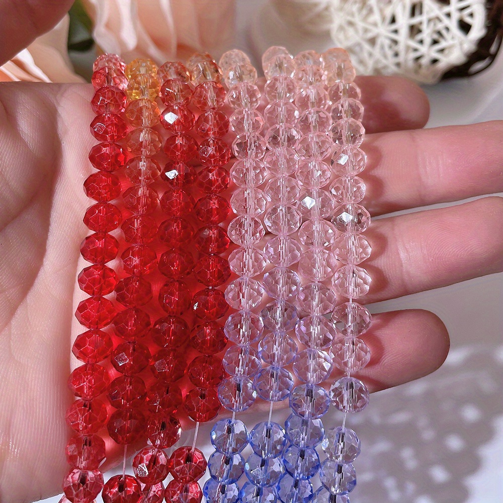 Crystal Glass Flat Beads For Jewelry Making Faceted Rondelle - Temu