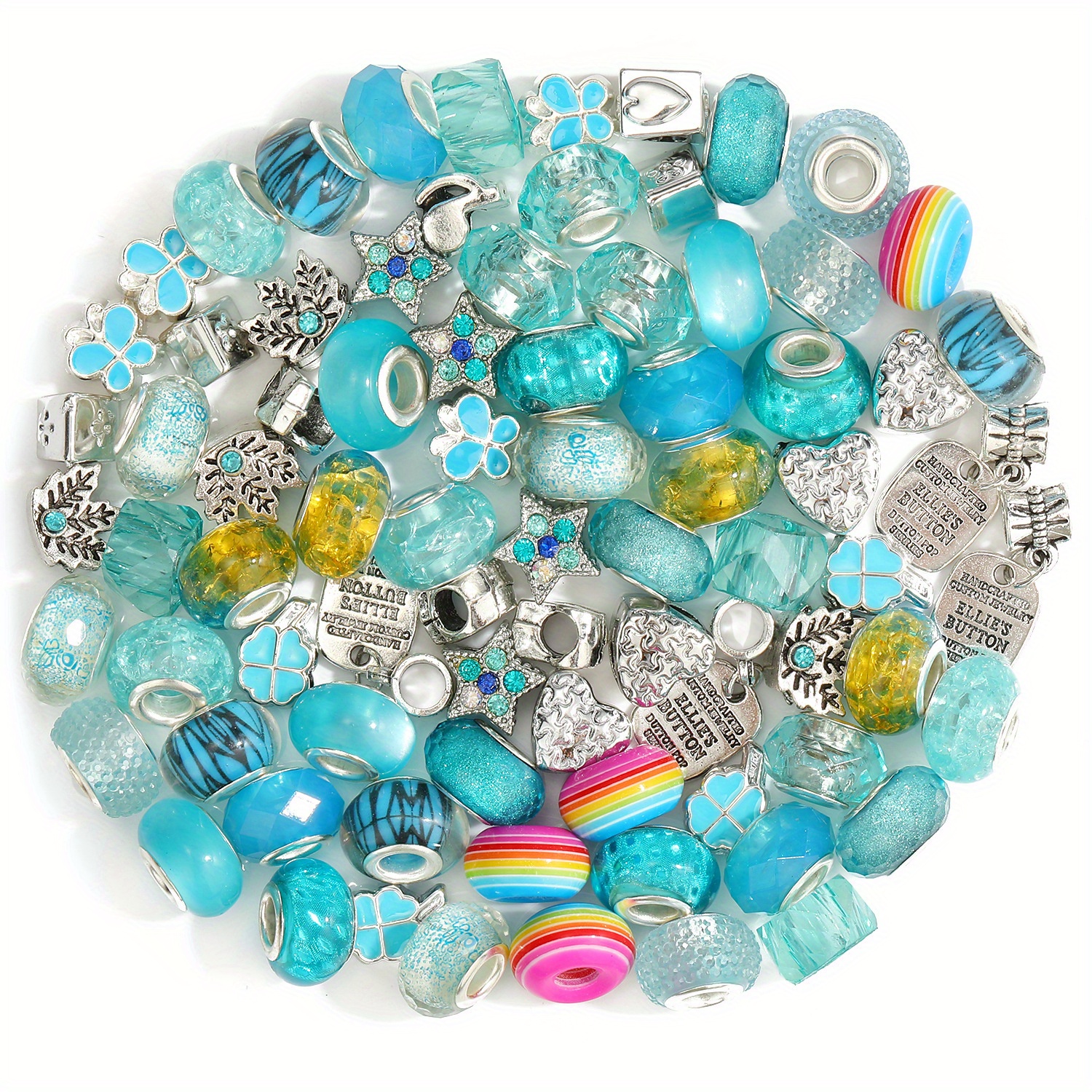 Mixed Glass Zinc Alloy Loose Beads With Flower Love Heart - Temu