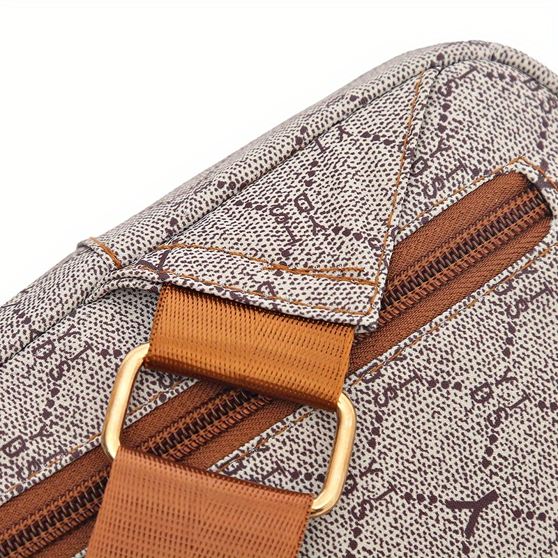 Geometric Pattern Sling Bag, Multi Zipper Crossbody Bag, Casual