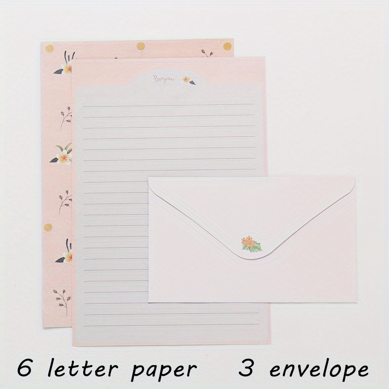 1 Set De Mignon Papier À Lettres Enveloppe Ensemble Texture - Temu France