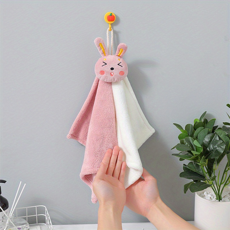 Cute Rabbit Design Fingertip Towel Hanging Towel For Wiping - Temu