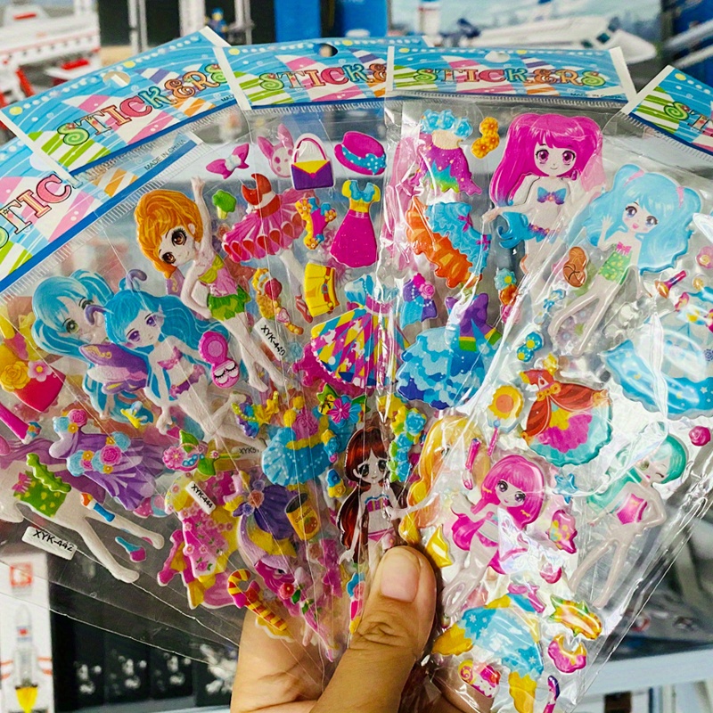 8Sheets Cartoon Dress Up 3D Bubble Stickers Lovely Princess Change Clothes  DIY Kawaii Sticker Toys for Kids Girls Birthday Gifts