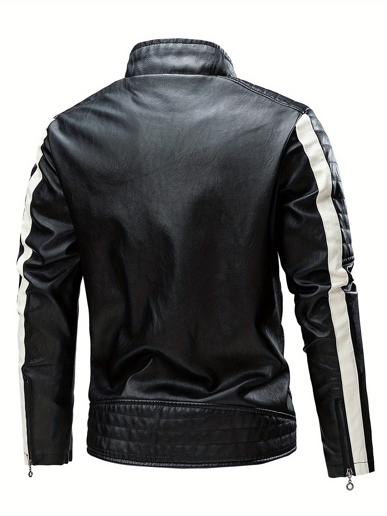 Men's Black White Faux Leather Jacket Men's Spring Autumn Temu
