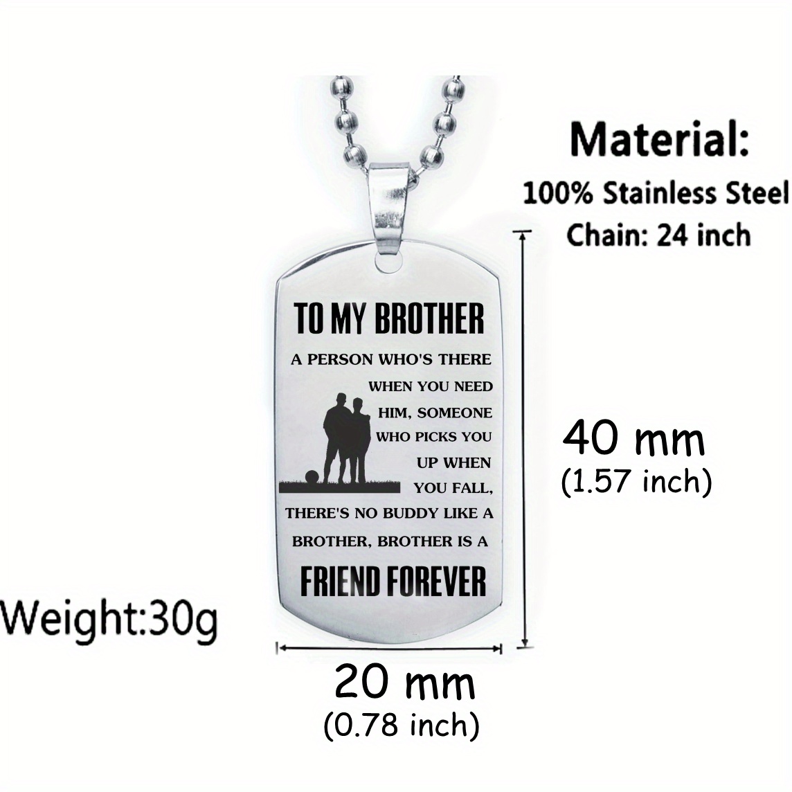 Dog Tag Necklace For Men Gift For Brother Stainless Steel Temu