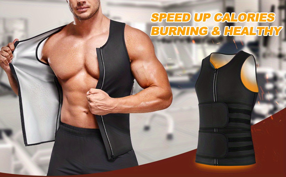 * Men Sauna Vest Waist Trainer Double Hook And Loop Fastener Body Shaper  For Belly Fat Slimming Workout Tank Top