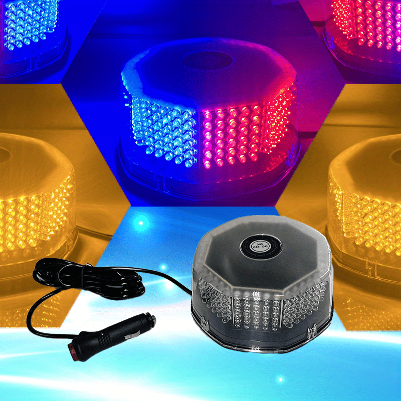 Amber LED Emergency Warning Beacon Light - Waterproof Magnetic Roof Top  Mount Flashing Strobe Lights For Cars Trucks Golf Cart Tractors Vehicles