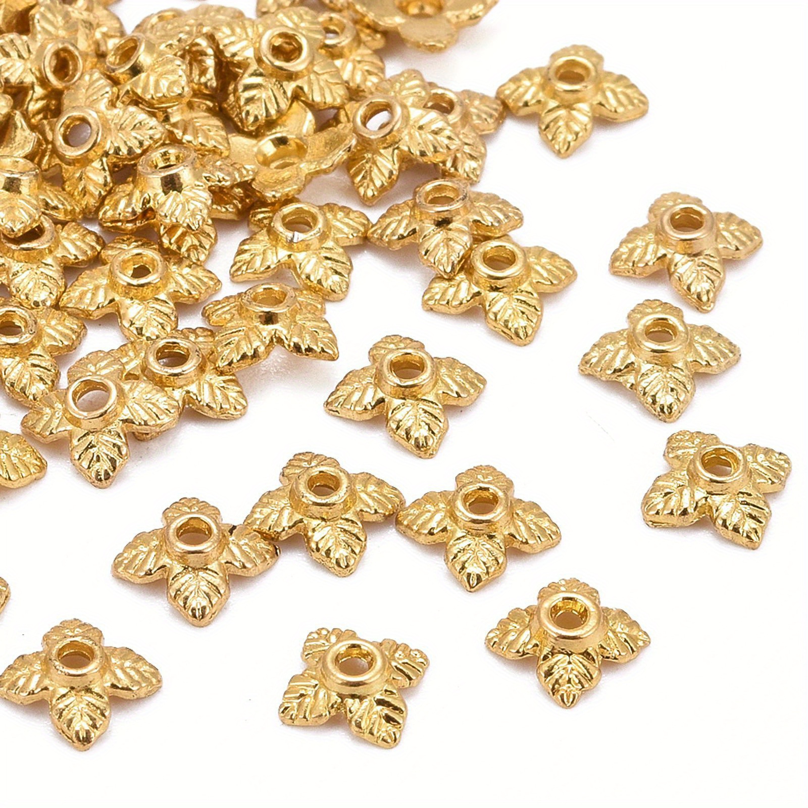 Wholesale 8mm Nickel Free Gold Color Flower Spacer Bead End Caps