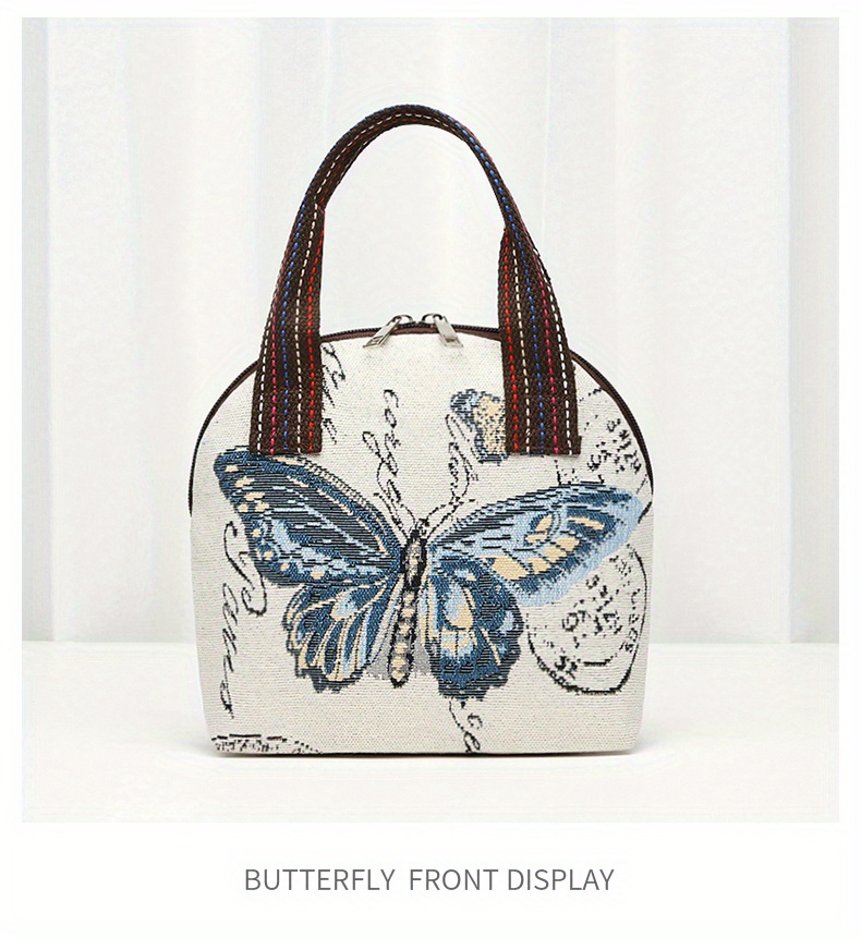 Butterfly Embroidery Handbag Ethnic Style Canvas Shell Bag Temu