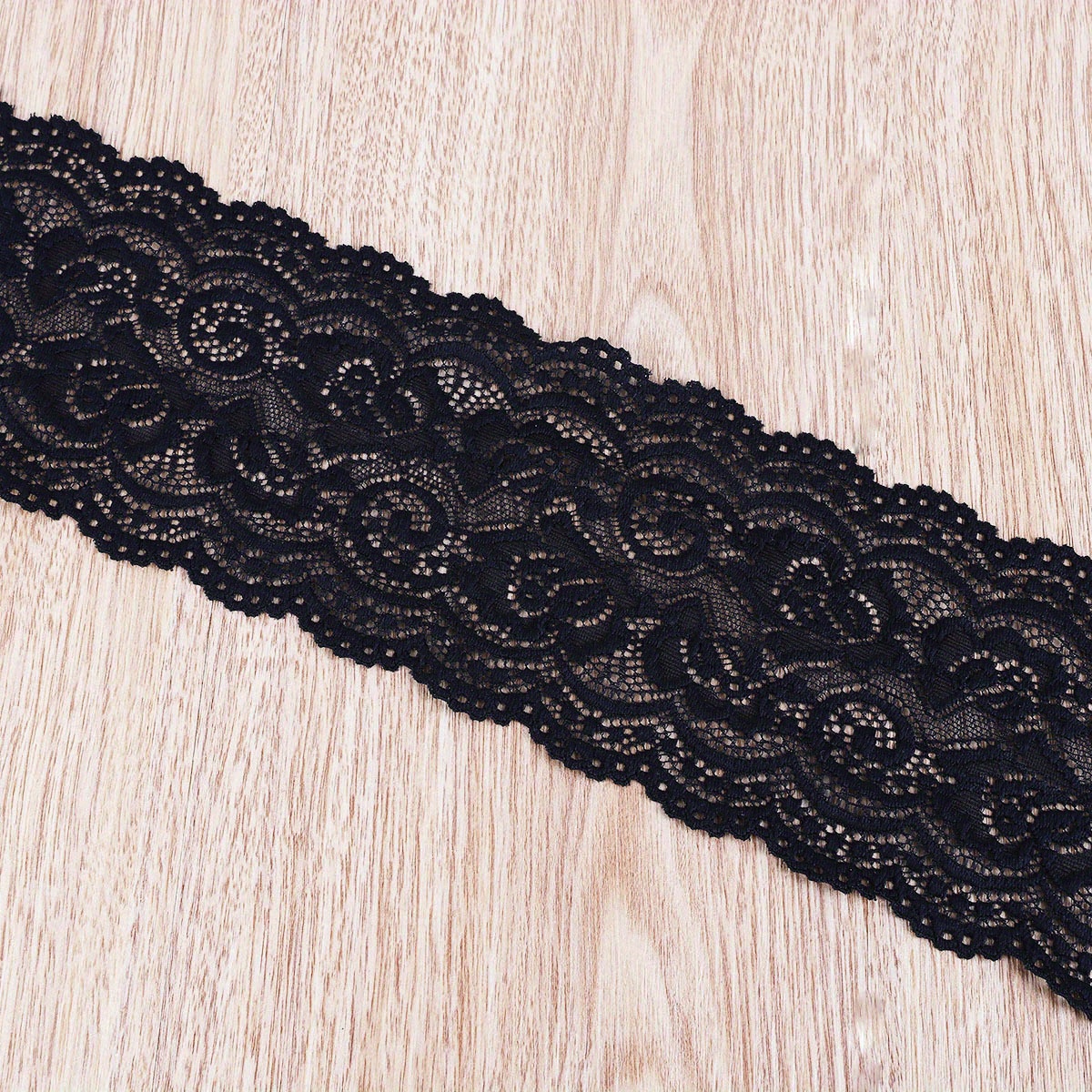 2 Yards Elastic Lace Trim Black Lace Ribbon Floral Pattern - Temu