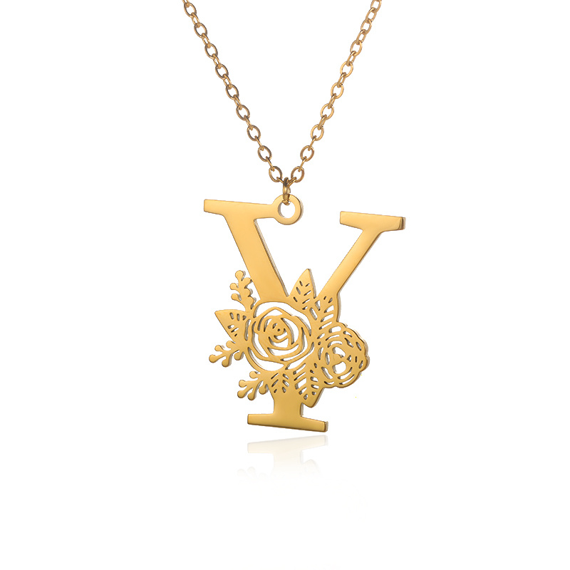 Authentic Louis Vuitton Gold Stainless Steel LV Initials Key Necklace