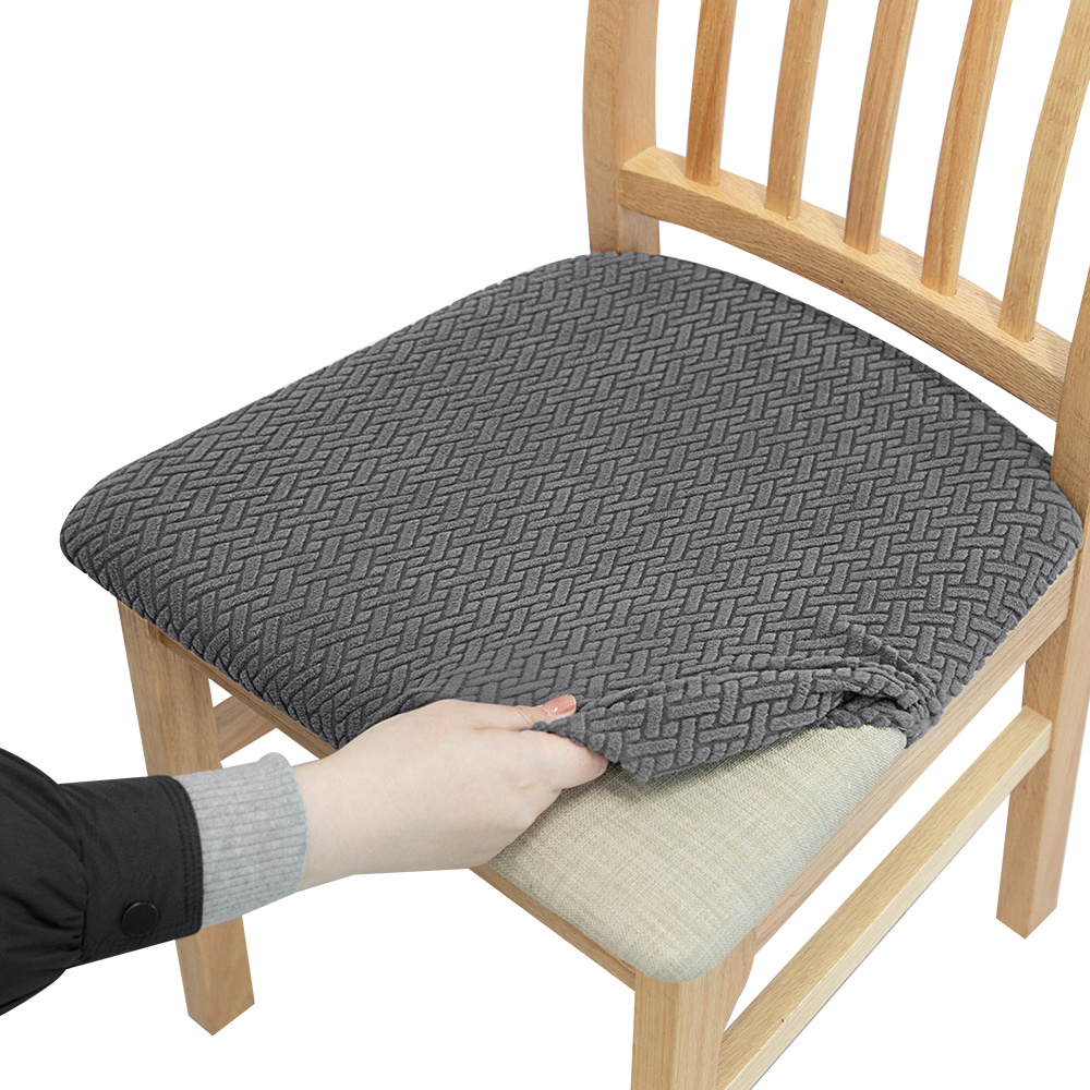 Image of 1pc Elastic Chair Cushion Cover Compatible For Dining Chairs - -piece Stretchable Pad With Elastic, Machine Washable, Fit & Comfortable, Fits Most Chairs ( Dining Room)