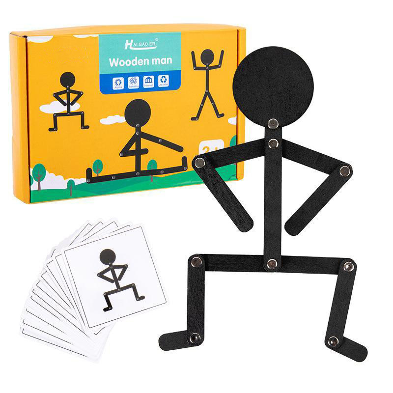 Brinquedo Quebra-cabeça Stick Man, Treinamento de Observação de Brinquedo Stick  Man de Madeira Com 24 Cartas para Jogar Em Casa