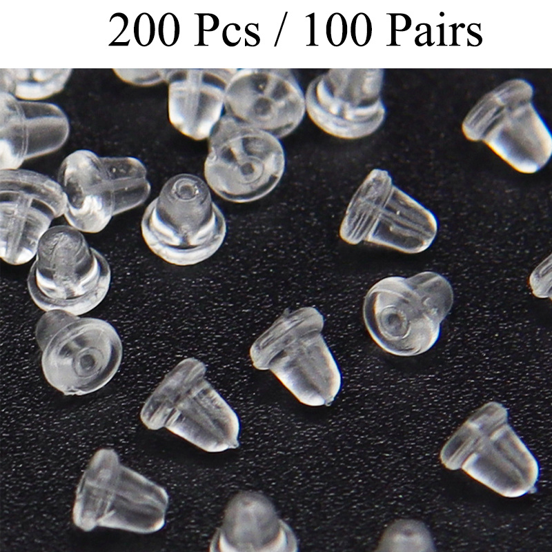 150Pcs Clear Rubber Bullet Clutch Earring Backs with Silicone Pad