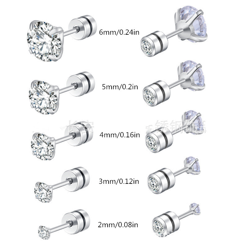 Male Female Universal Earrings Round 3a Double Zircon - Temu Norway