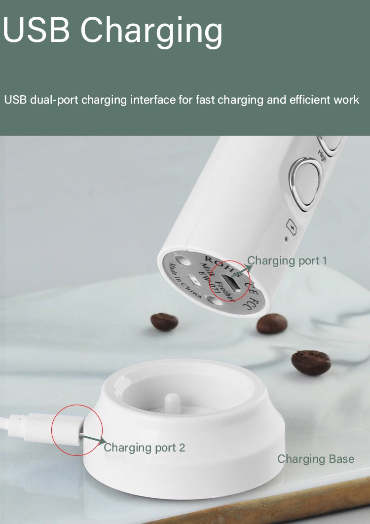 Montalatte Elettrico Ricaricabile Usb Schiumatore Latte Cappuccino 3 In 1  Silver