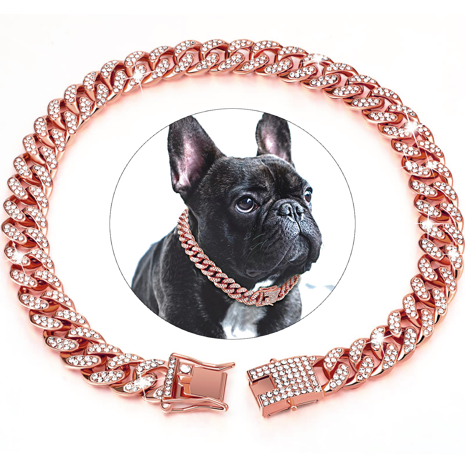 Diamond Dog collars set with 8 rows of sparkling crystal cut stones.