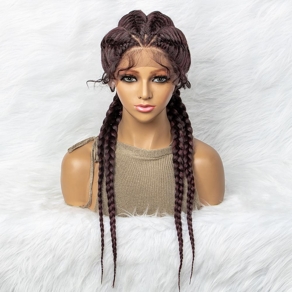 Stylish Double Braided Lace Front Wig 4 Strands Box Braids Temu