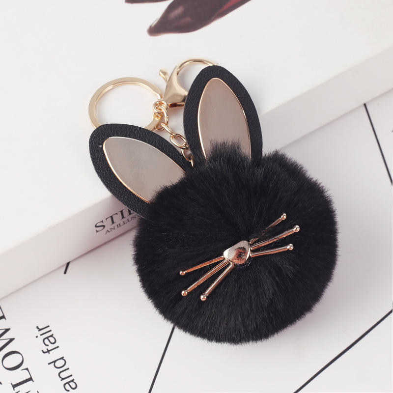 Fluffy Bunny Pom Pom Ball Keychain