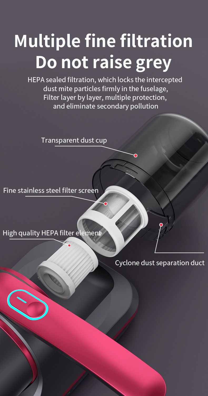 Aspiradora Anti Ácaros Polvo 400W Filtro Hepa 05L Luz UV