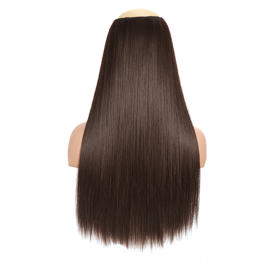 Image of Natural Looking Synthetic Clip In Hair Extensions For Women - Long Straight Hair Pieces For Daily Clips Hair Accessories Christmas