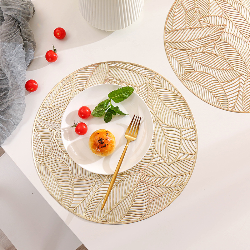 1pc PVC Placemat, Creative Leaf Design Non Slip Table Mat For Kitchen