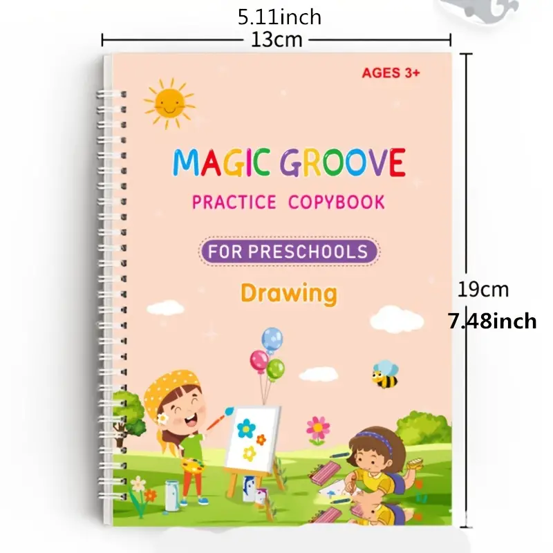 Qinnmzed Grooved Handwriting Book Practice for Kids, Magic Practice  Copybook Reusable Calligraphy Book for Age 3-5,Writing Practice Book for  Preschool