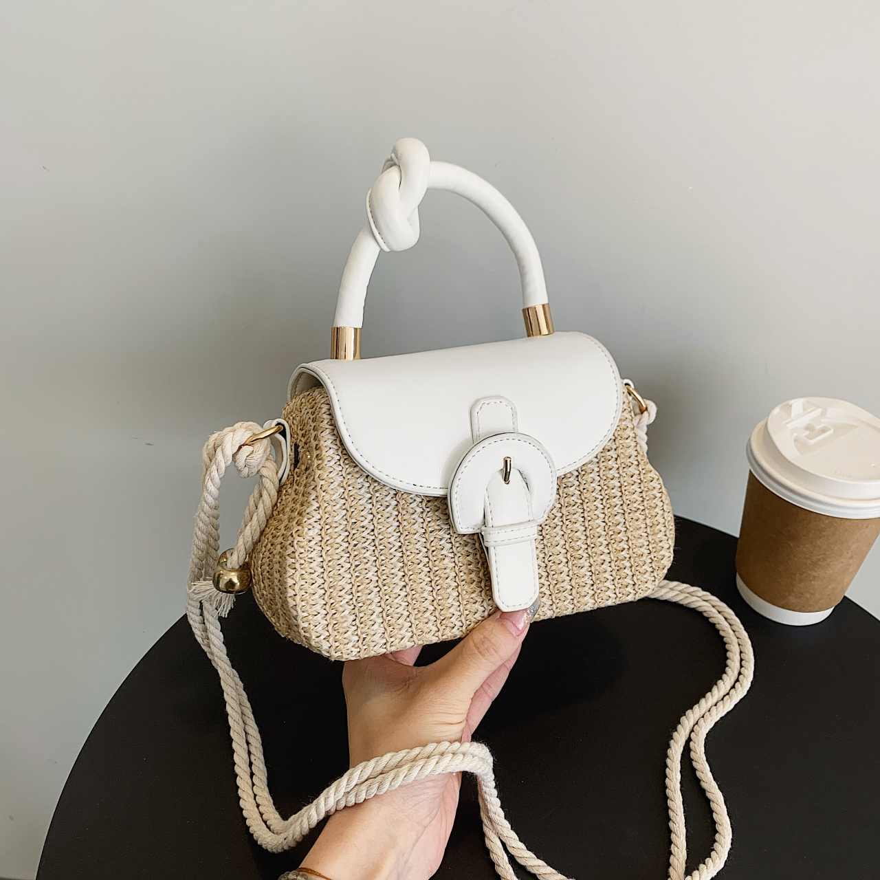 Mini Straw Handbag, Braided Strap Crossbody Bag, Knot Handle Flap Purse For  Women (7.91*5.54*2.37) Inch - Temu Philippines