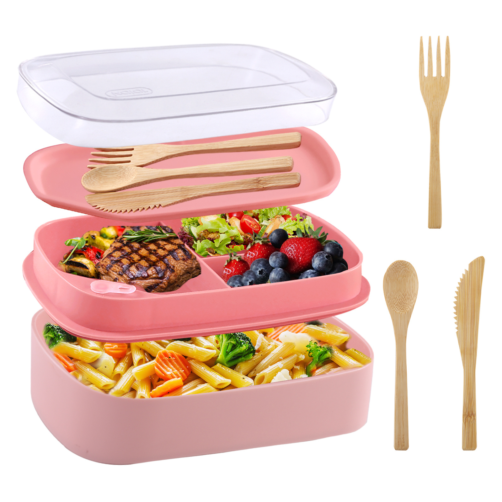 AOKIWO 27 Pcs Bento Box Lunch Box Kit, Stackable 3-in-1 Compartment Japanese  Lunch Box Set, with Leakproof Lunch Container for Kids and Adults 
