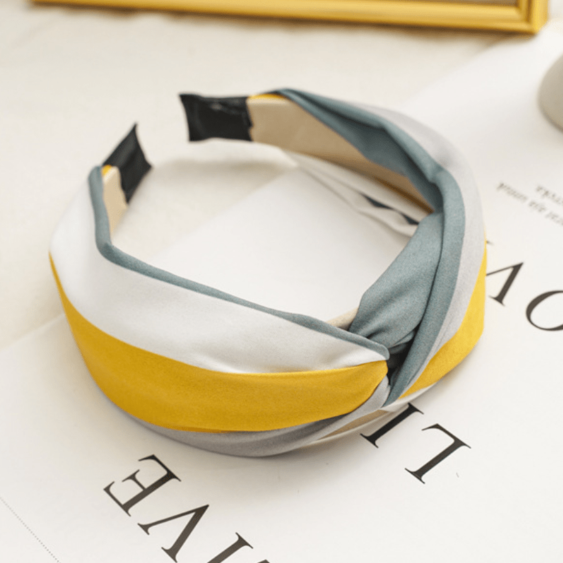 Block Fabric Knotted Hairband Retro Headband Hair Accessories