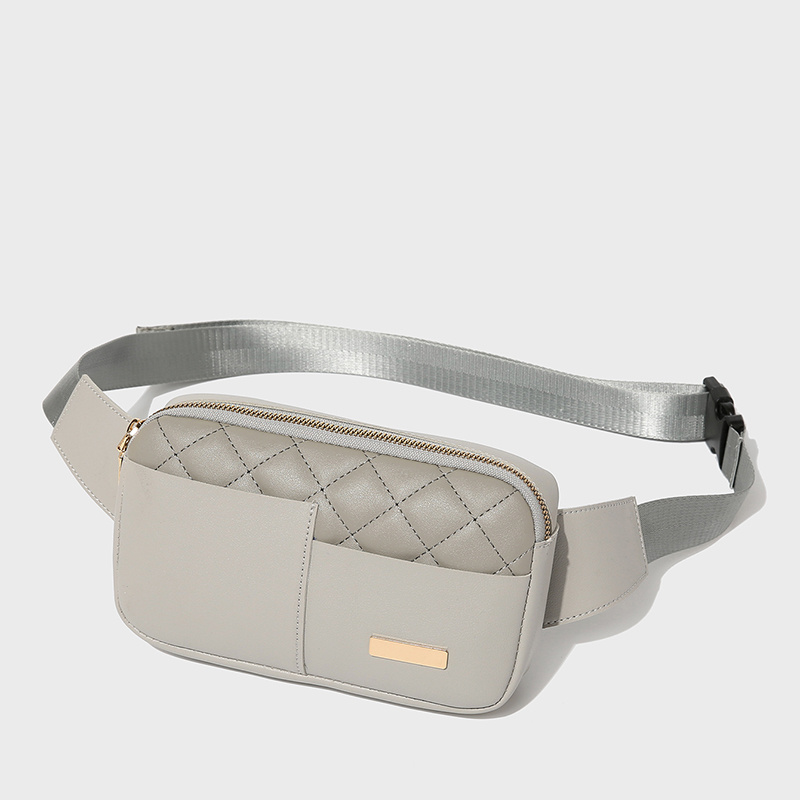 Trendy Quilted Faux Leather Chain Link Belt Fanny Pack Cute Waist Bags