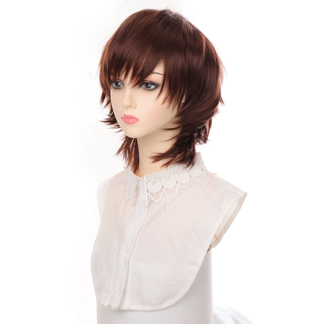 Synthetic Short Straight Hair Wig With Bangs Machine Made Heat Resistant  Wigs For Cosplay Party Halloween | Today's Best Daily Deals | Temu