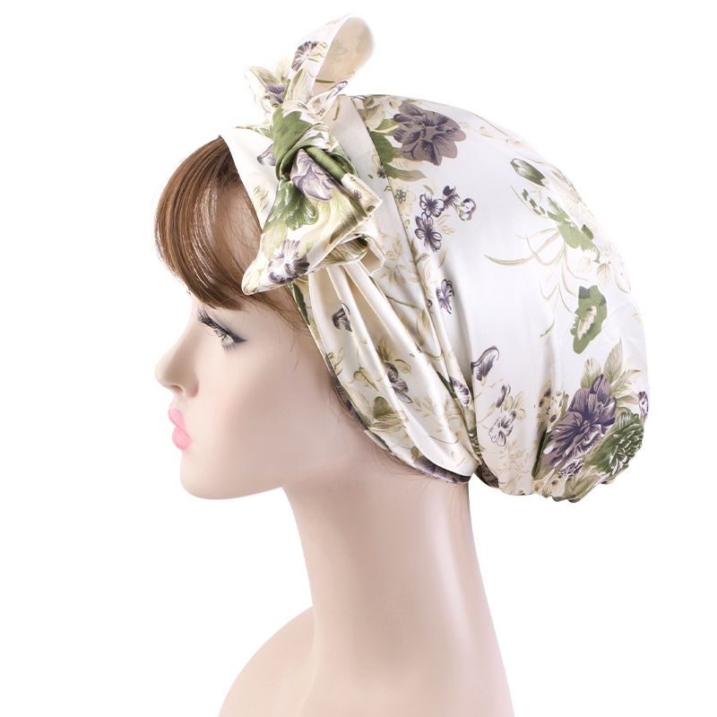 Bow Flower Print Bandanas Hair Styling Caps Women's Night Sleep Shower Cap  Adjustable Ladies Long Hair Care Bonnet | Check Out Today's Deals Now | Temu