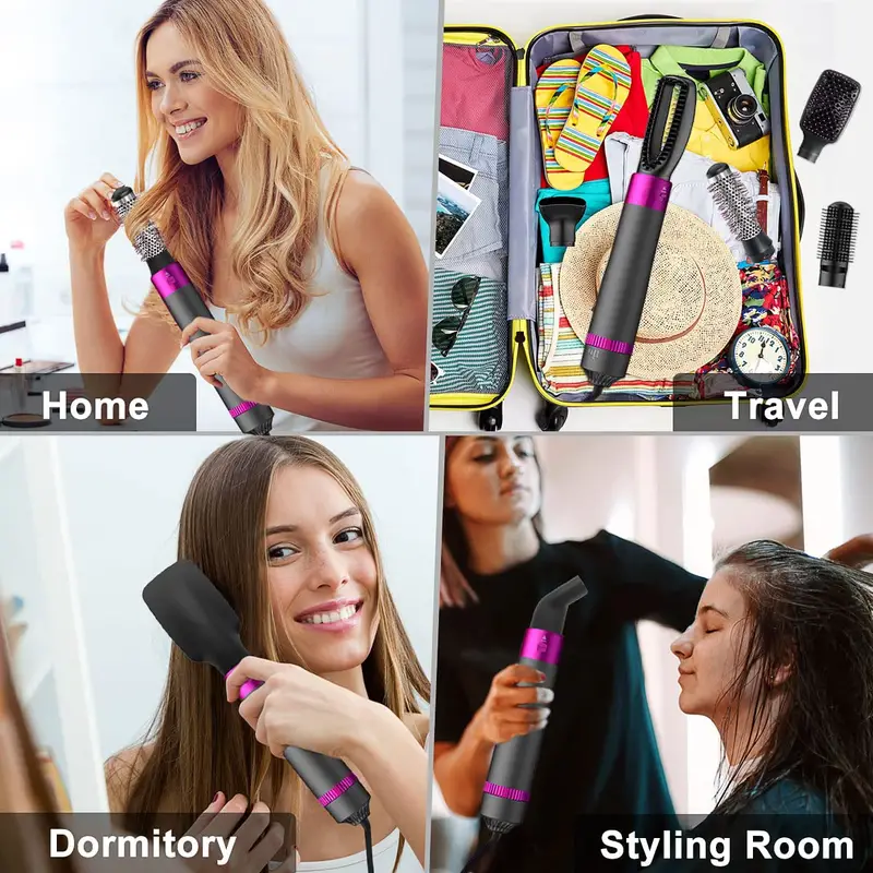 5 in 1 hair dryer brush blow dryer brush styler salon negative ionic electric hot air brush hair straightener curly hair comb blow dryer fluffy shaped brush curly brush straight hair brush dry nozzle sets detachable brush hair dryers details 9