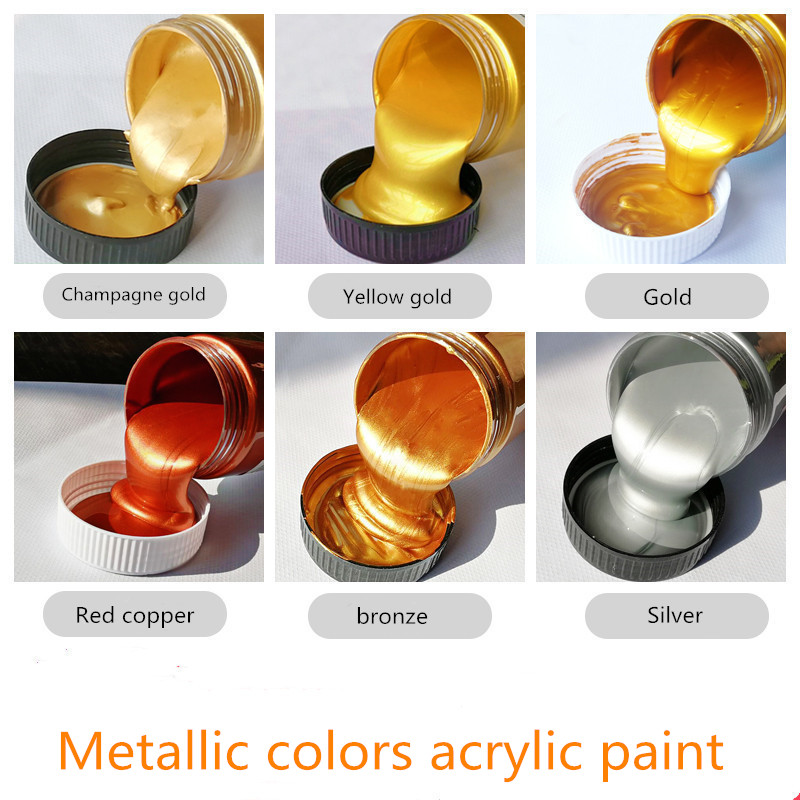 Peinture acrylique métallique en or de 100ml, imperméable, ne se décolore  pas, pour coloration de statues