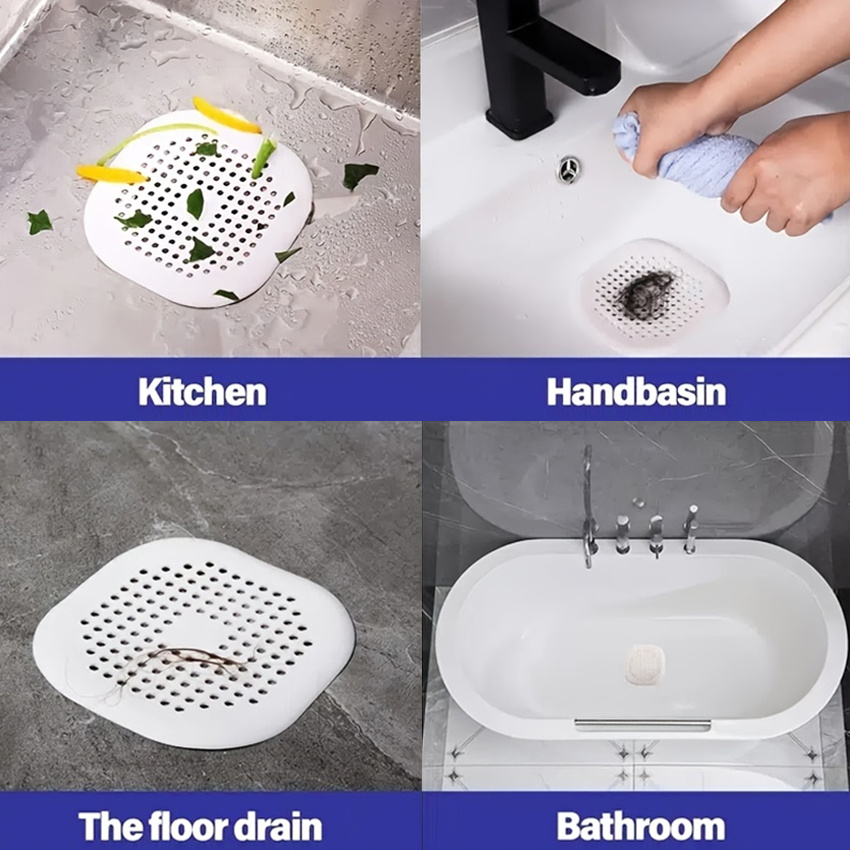Durable Shower Rubber Floor Drain Bathroom Sink Hair Catcher Tub