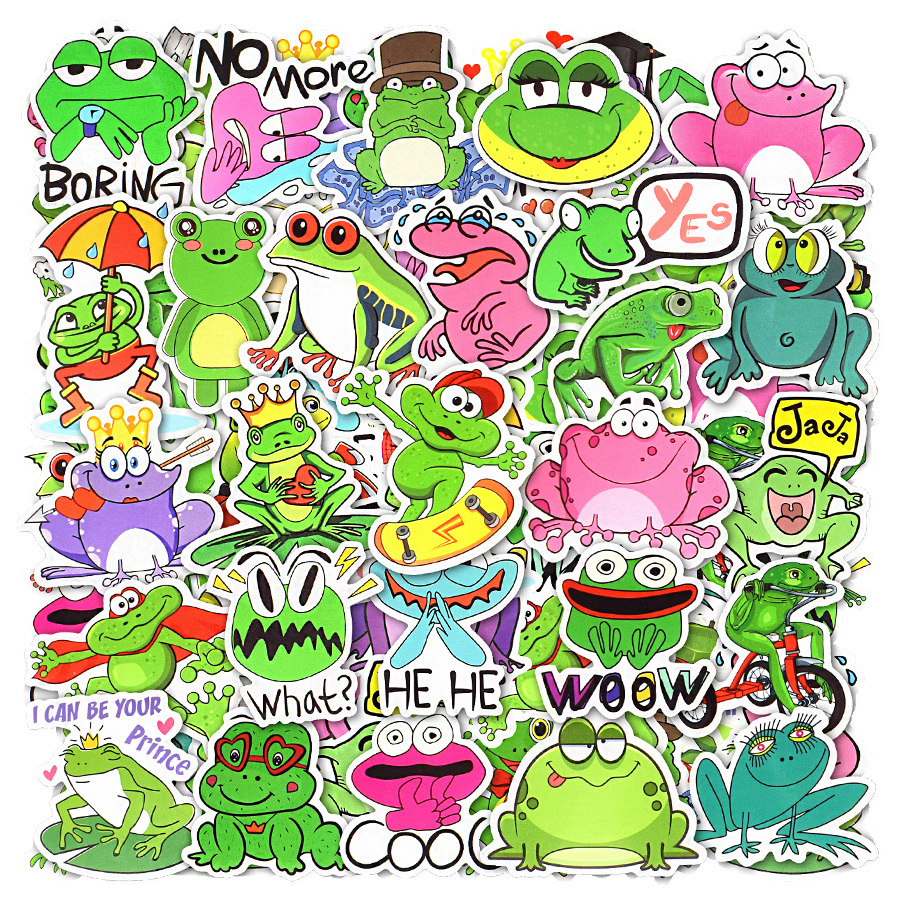 Party Yeah 50Pcs Cartoon Frog Kermit Stickers Laptop Guitar Fridge  Skateboard Decal