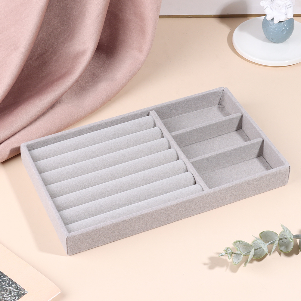 Multi-grid Velvet Jewelry Box For Rings Studs Earrings Display And Storage,  Jewelry Display Tray Drawer/desktop Organizer For Various Accessories, Grey  - Temu