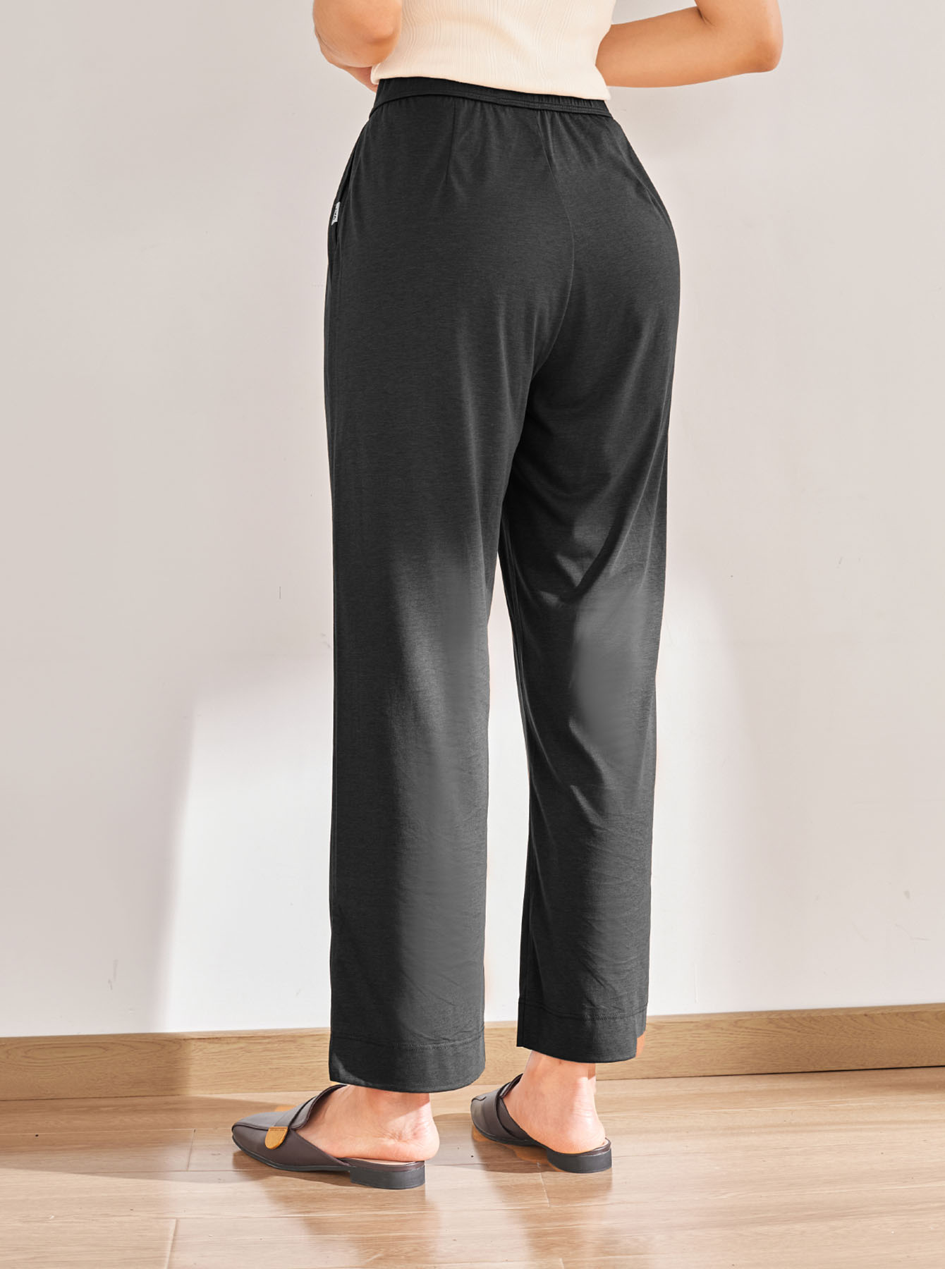 Solid Ribbed Lounge Pants, Casual & Soft Elastic Waistband Pants, Womens  Loungewear & Sleepwear