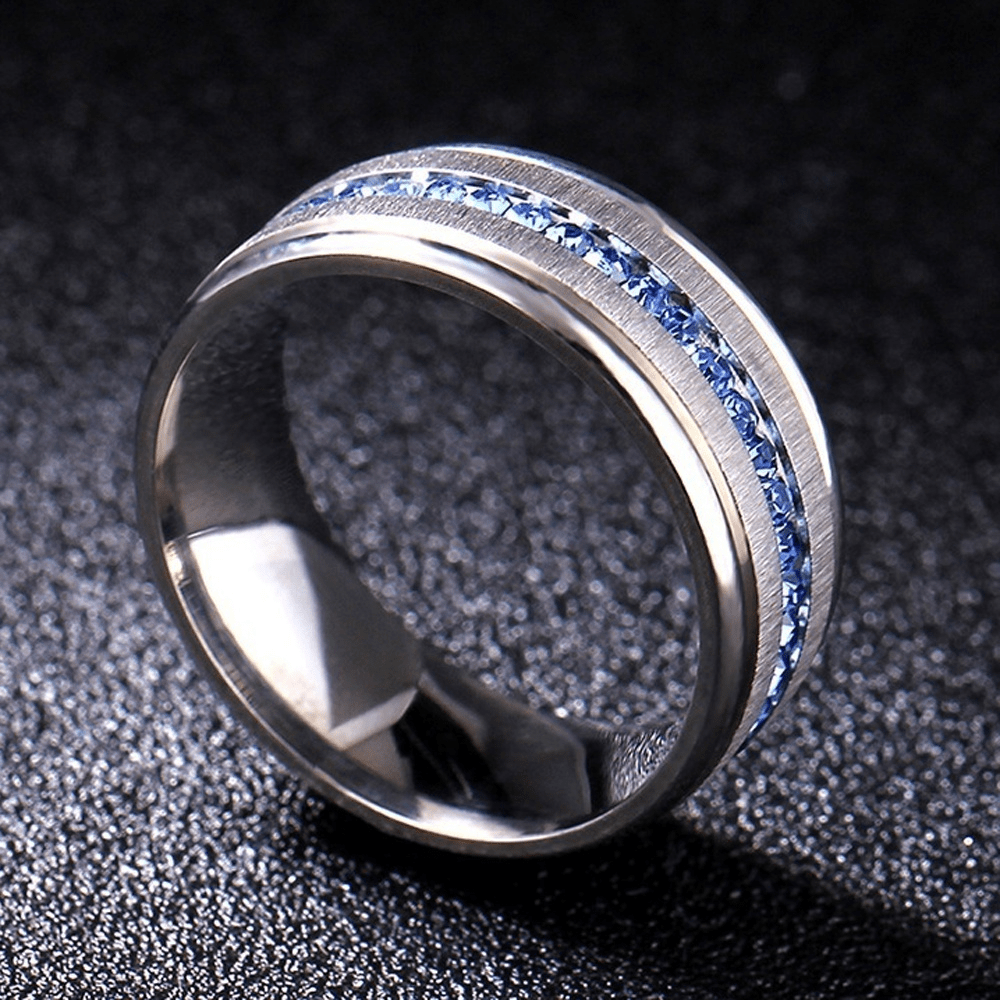 Sapphire Ring Stainless Steel Engagement Couple Ring
