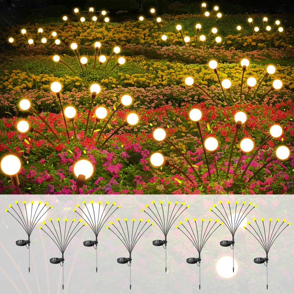 Solar Garden Lights, 32 Led New Upgraded Solar Firefly Lights Outdoor  Waterproof With Steady  Flashing Modes, High Flexibility Solar Swaying Light  For Yard Patio Pathway Decoration, Warm White Temu