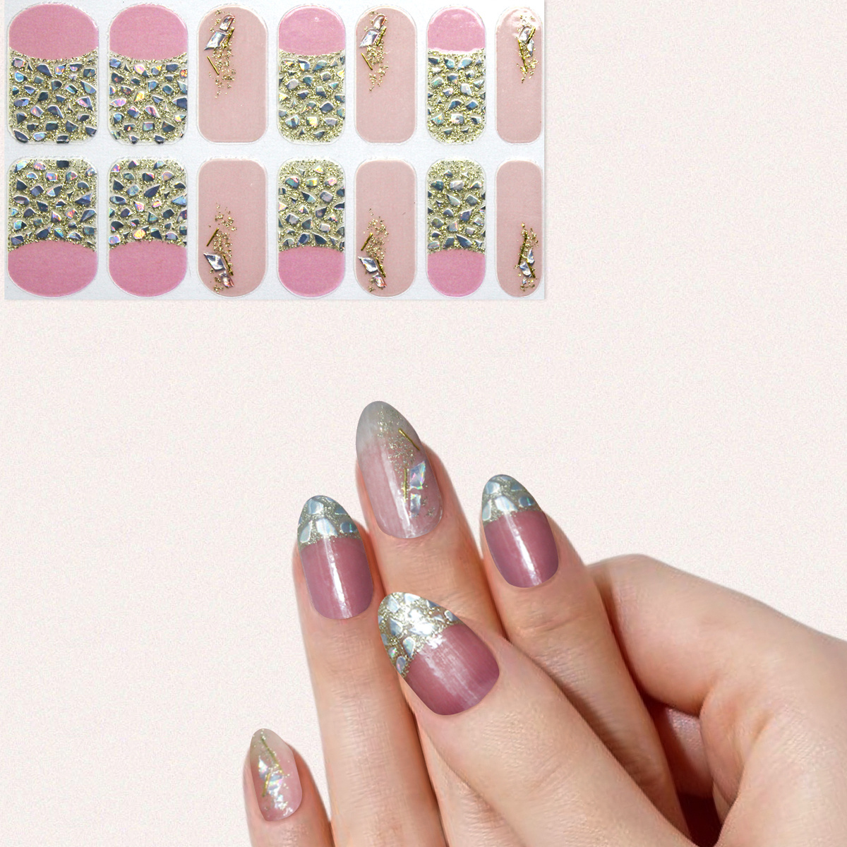 24 Pcs Women Long Nails French False Nail With Self-adhesive Stickers Nail  File | Fruugo BH