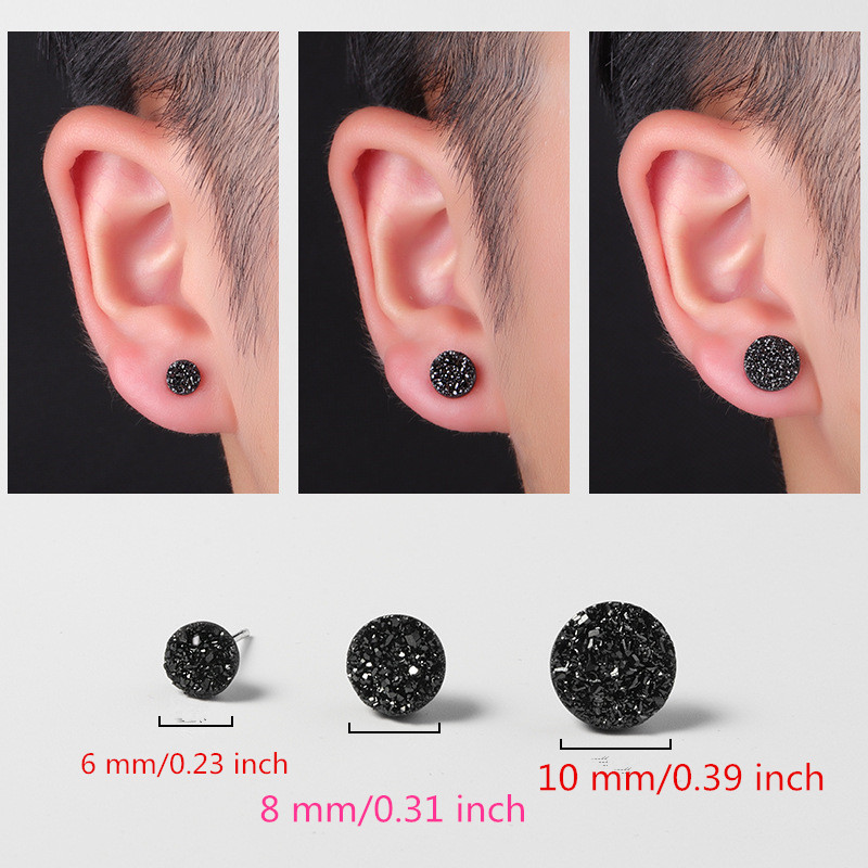 Men's Crystal Stud Earrings, Elegant Design