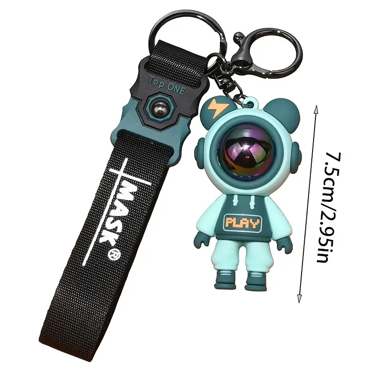 1pc Women's Blue Cartoon Space Adventure Astronaut Teddy Bear Keychain, Bag  Charm, Gift