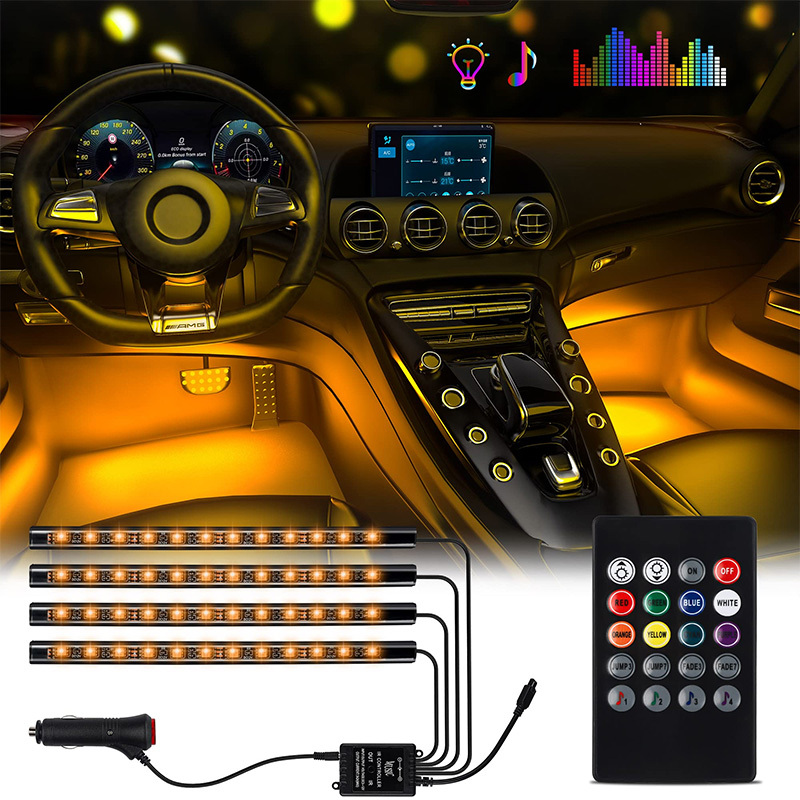 Multicolore car interior barra LED luminoso neon kit luce cruscotto  dell'automobile corredo chiaro interno impermeabile piantana 4 LED interna