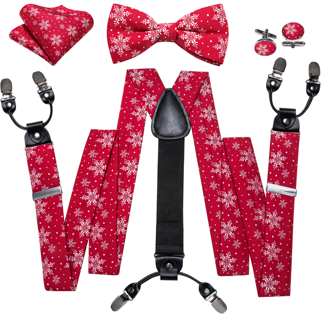 Barry Wang Plaid Cartoon Solid Suspenders Set