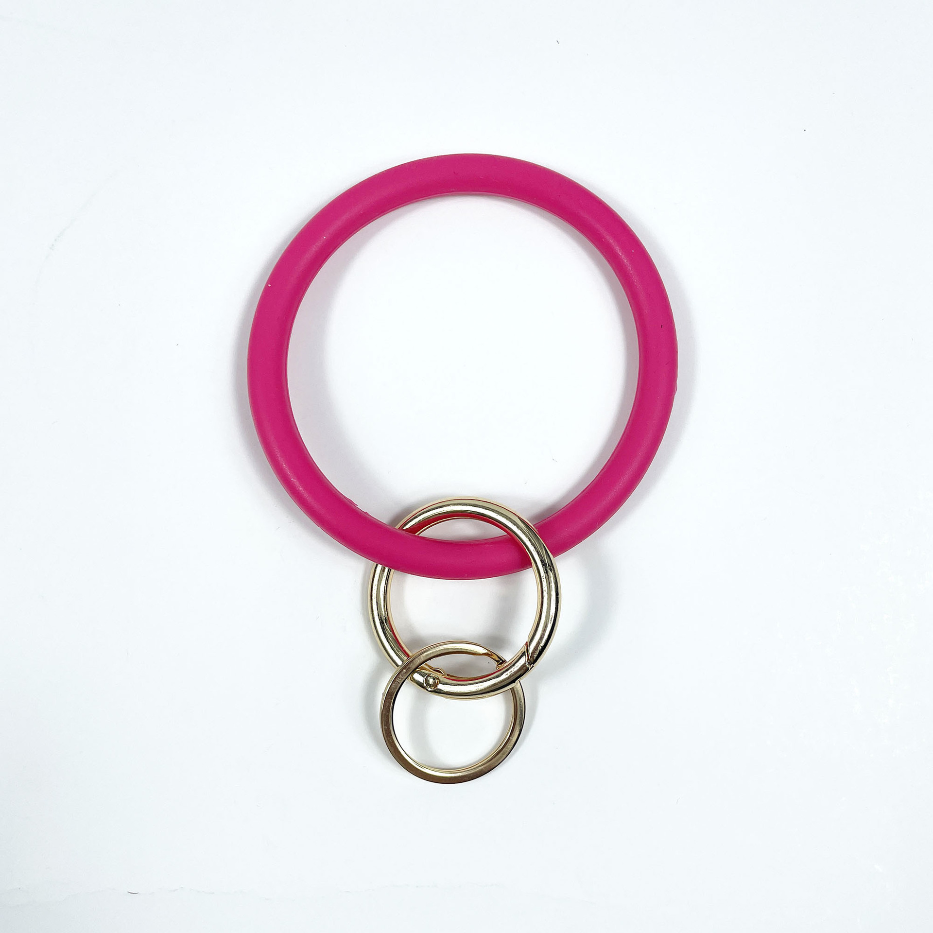 Mymazn 2.95'' Circle Key Ring Bracelet Holographic Pink