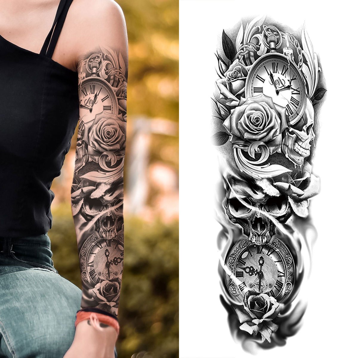 Art Tattoo Sticker for Men Women Arm Hand Back Fake Tattoo Rose Flower Lasting  Tattoos Waterproof Temporary Tattoo Stickers   AliExpress Mobile